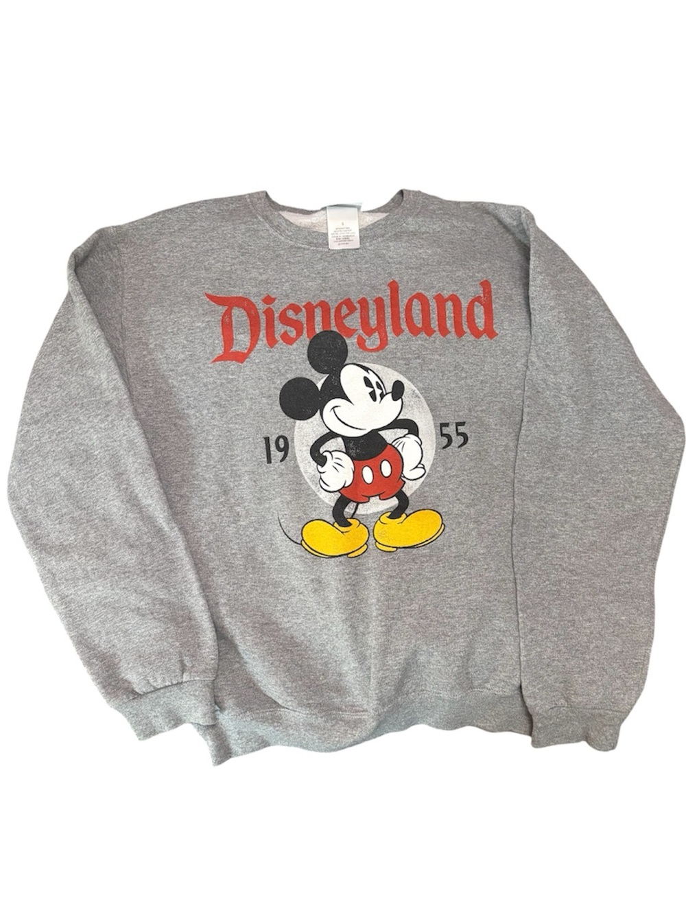 Unisex Sz S Disney Parks Disneyland 1955 Mickey Mouse Gray Crewneck Sweatshirt